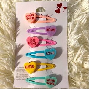 Candy hearts hair clips